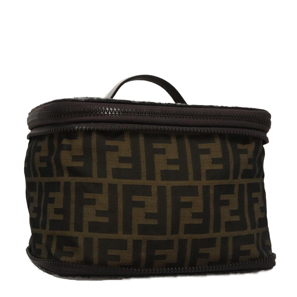 FENDI Zucca Canvas Vanity Pouch Brown Black 108539