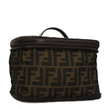 FENDI Zucca Canvas Vanity Pouch Brown Black 108539