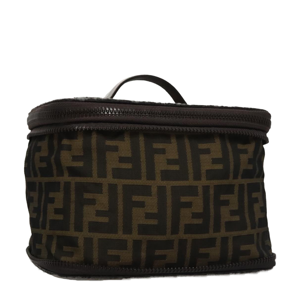 FENDI Zucca Canvas Vanity Pouch Brown Black 108539