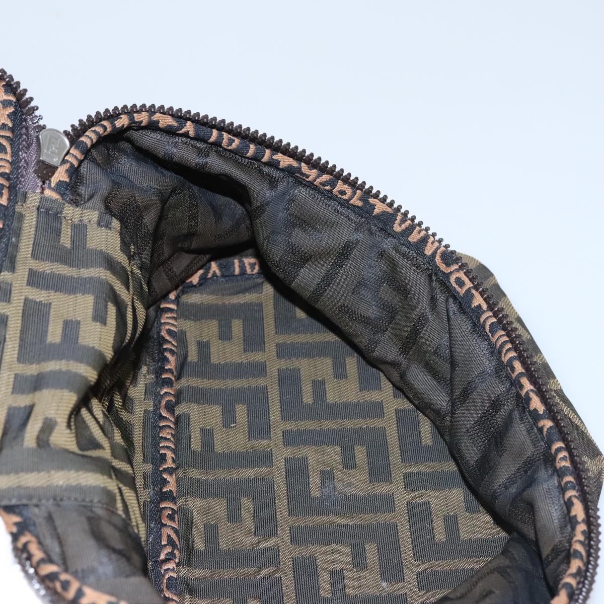 FENDI Zucca Canvas Vanity Pouch Brown Black 108539