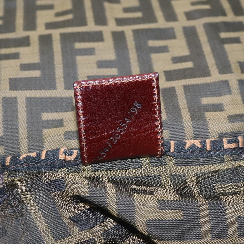 FENDI Zucca Canvas Vanity Pouch Brown Black 108539