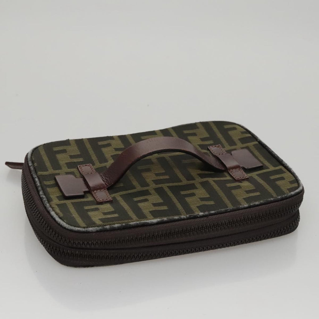 FENDI Zucca Canvas Vanity Pouch Brown Black 108539