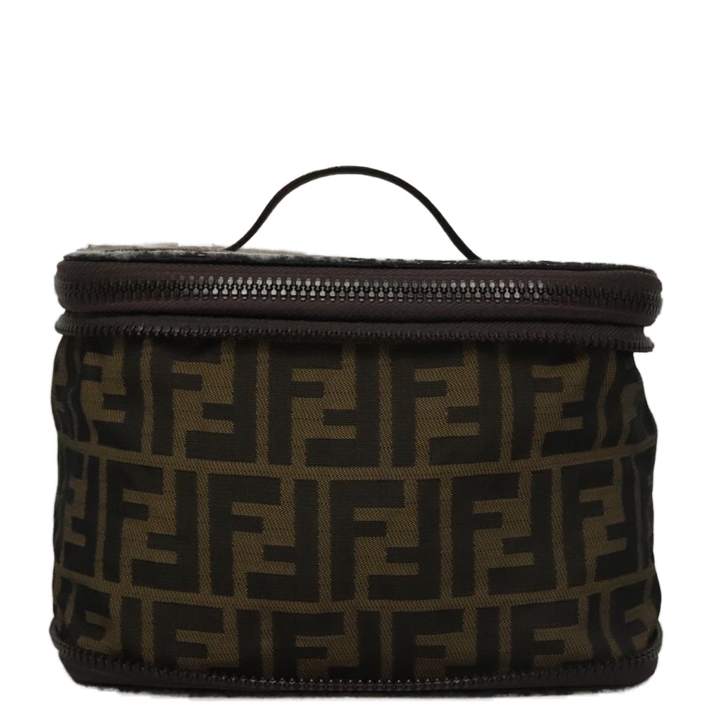 FENDI Zucca Canvas Vanity Pouch Brown Black 108539