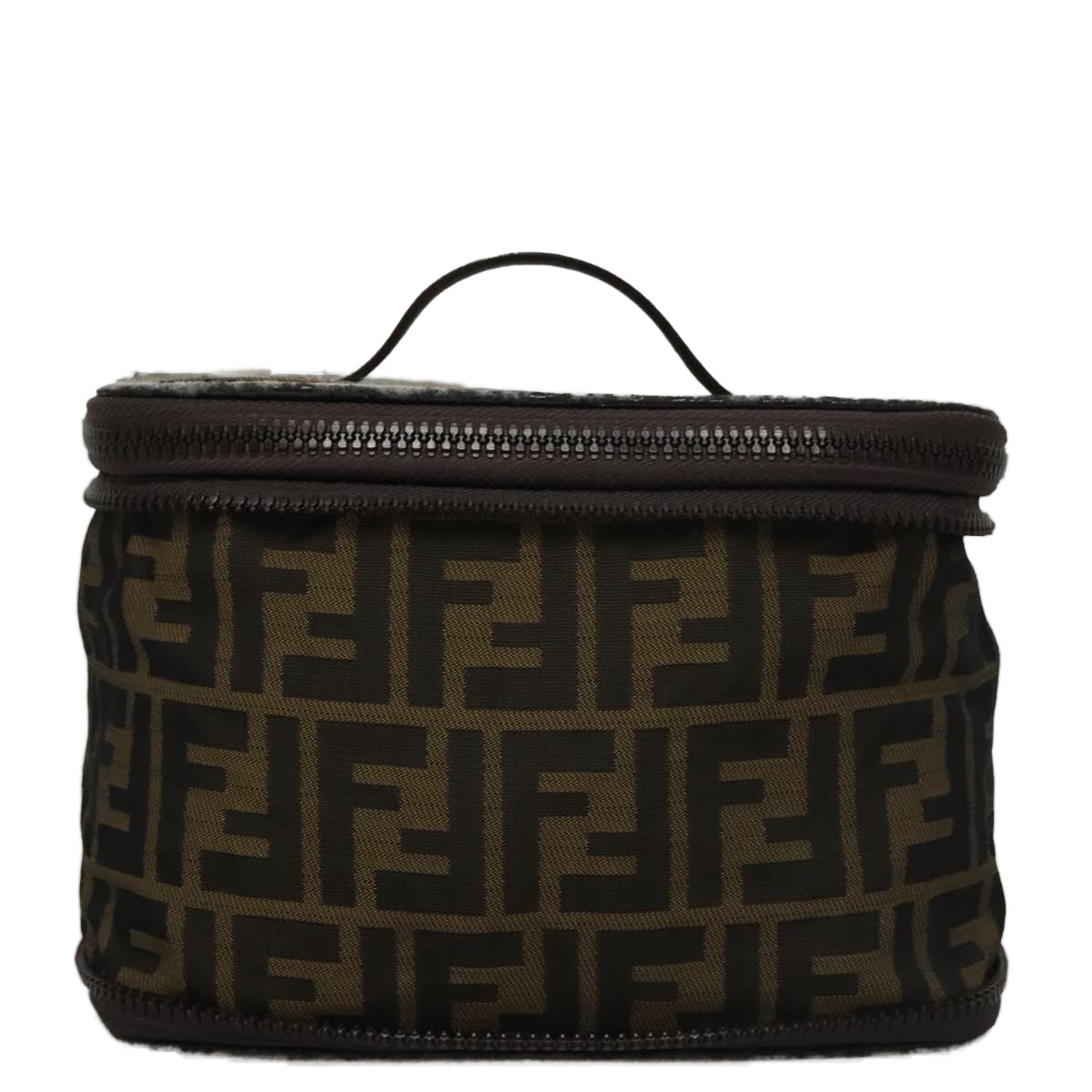 FENDI Zucca Canvas Vanity Pouch Brown Black 108539