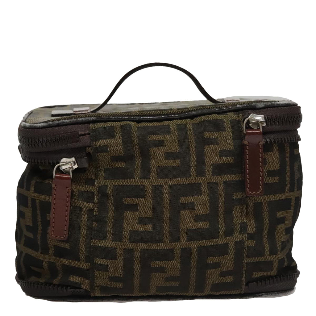 FENDI Zucca Canvas Vanity Pouch Brown Black 108539