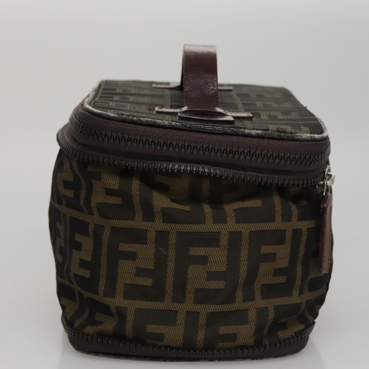 FENDI Zucca Canvas Vanity Pouch Brown Black 108539