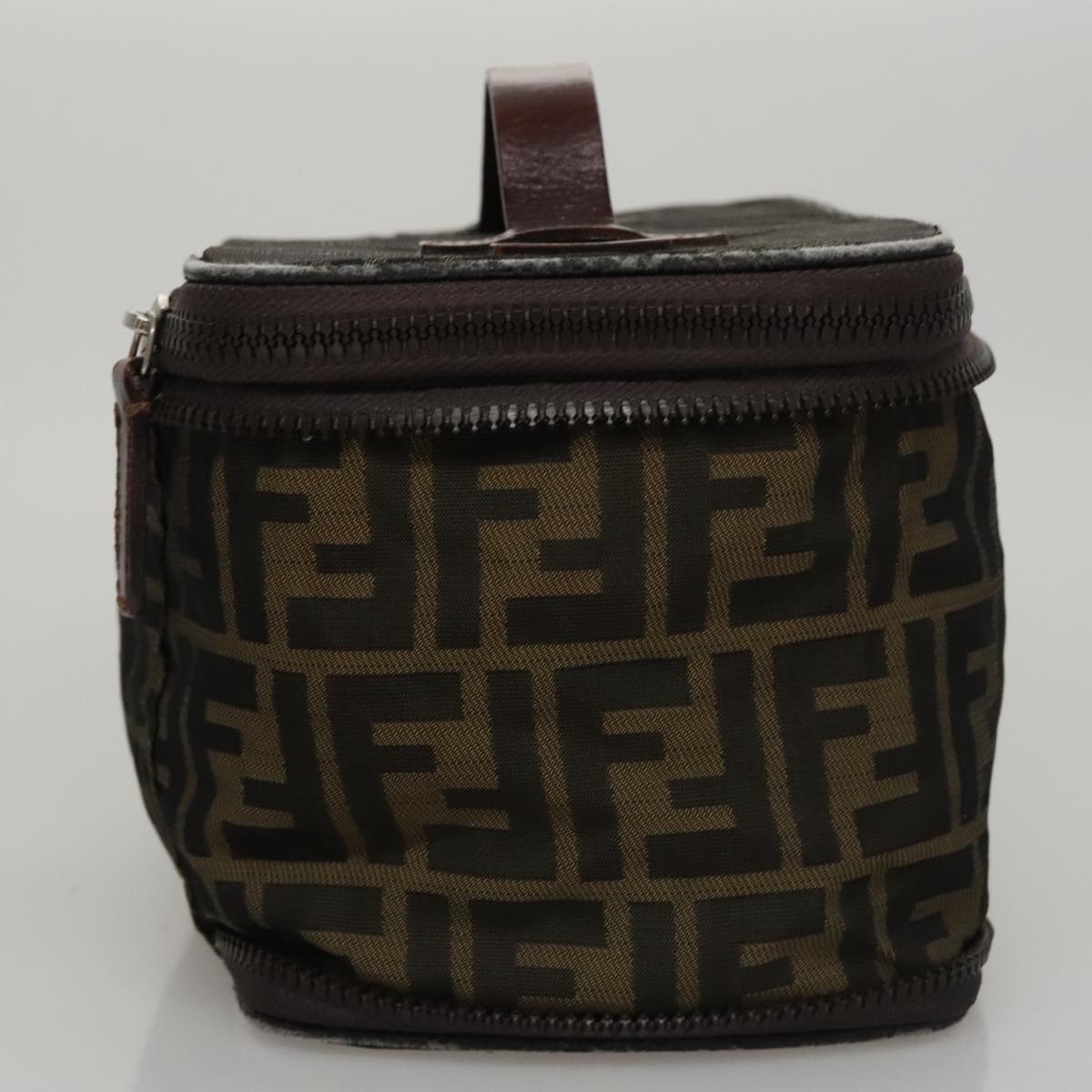 FENDI Zucca Canvas Vanity Pouch Brown Black 108539