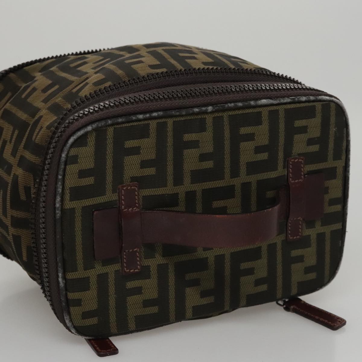 FENDI Zucca Canvas Vanity Pouch Brown Black 108539