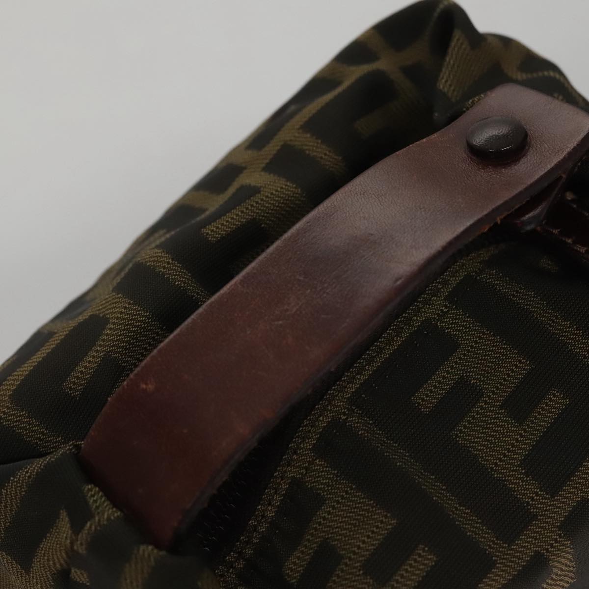 FENDI Zucca Canvas Hand Bag Brown Black 108546