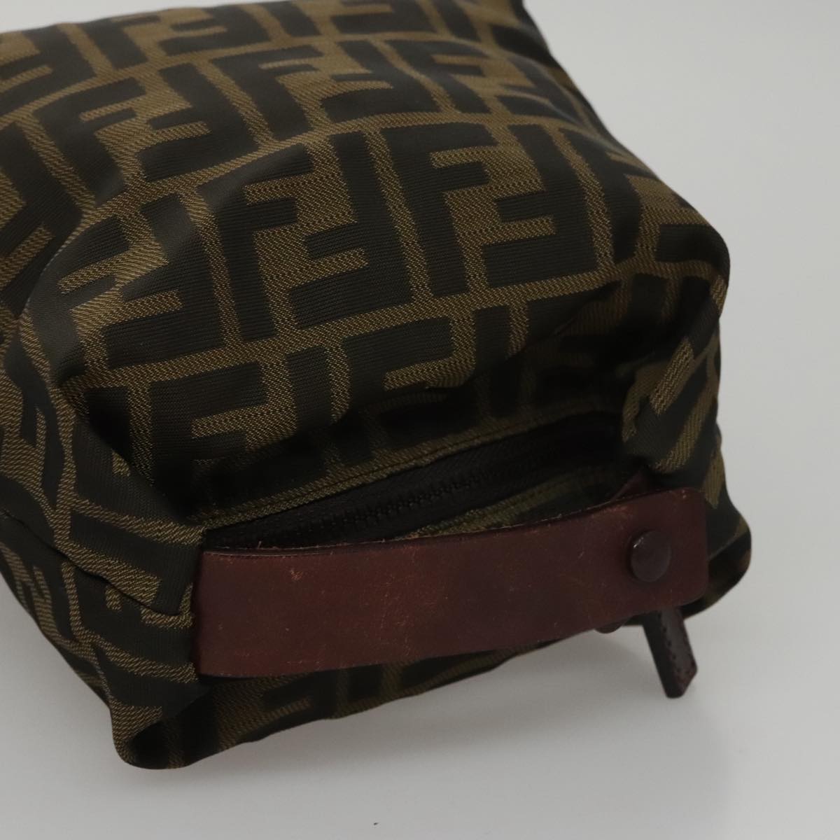 FENDI Zucca Canvas Hand Bag Brown Black 108546