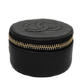 CHANEL COCO Mark Jewelry Case Caviar Skin Black Gold CC 108555