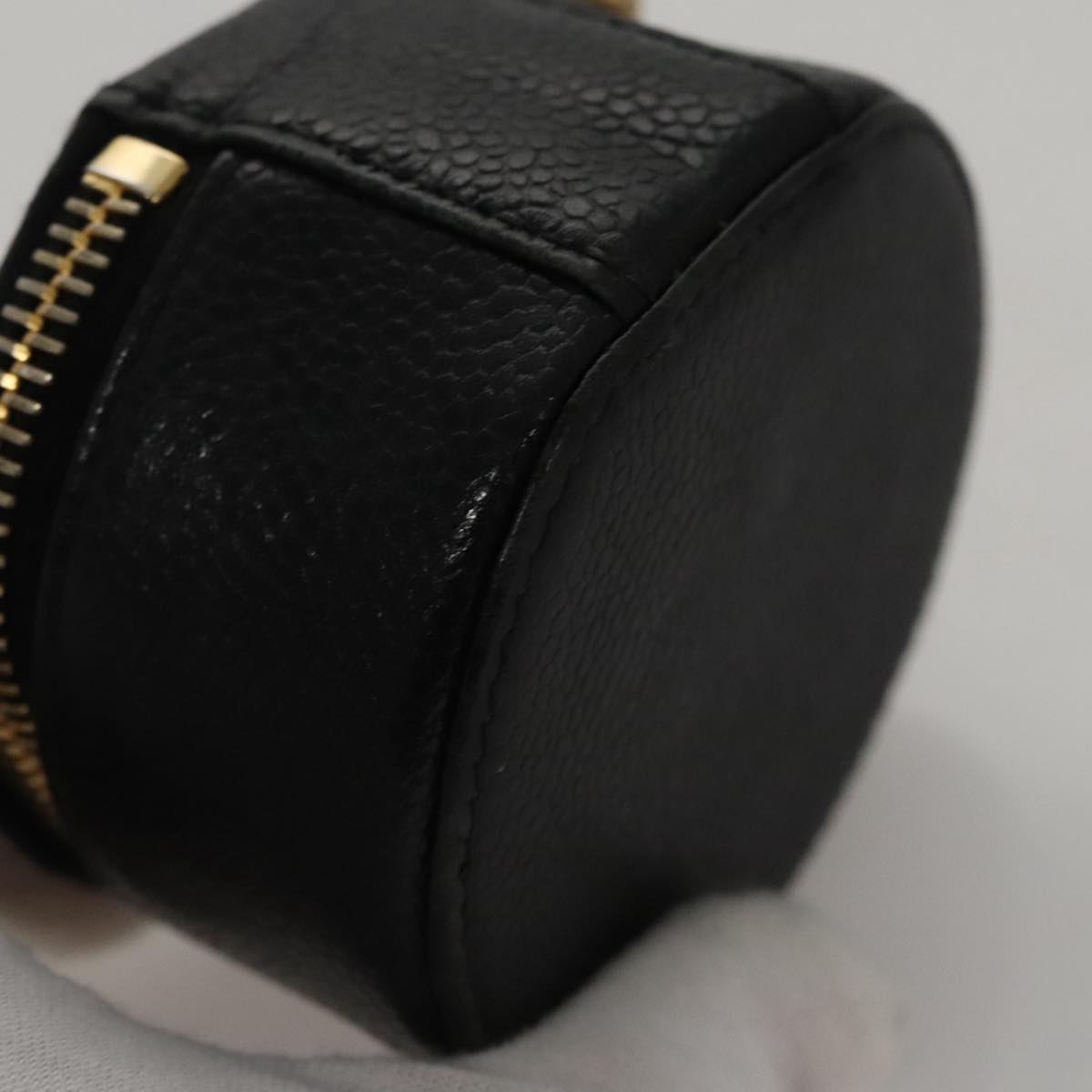 CHANEL COCO Mark Jewelry Case Caviar Skin Black Gold CC 108555