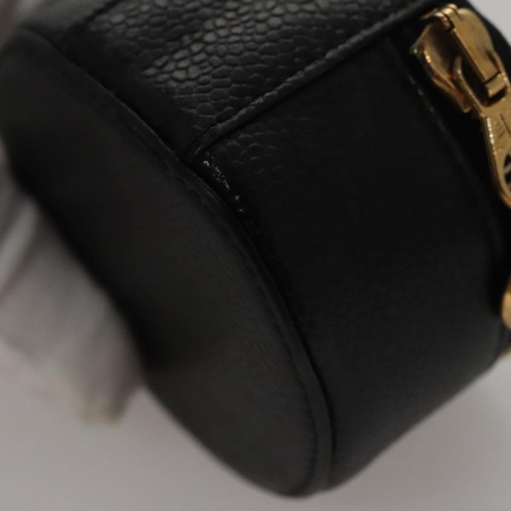 CHANEL COCO Mark Jewelry Case Caviar Skin Black Gold CC 108555