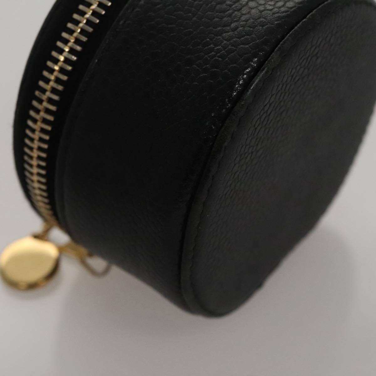 CHANEL COCO Mark Jewelry Case Caviar Skin Black Gold CC 108555