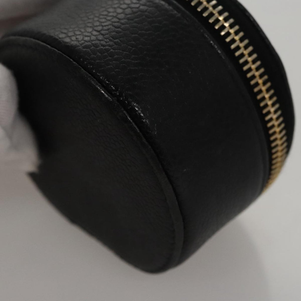 CHANEL COCO Mark Jewelry Case Caviar Skin Black Gold CC 108555