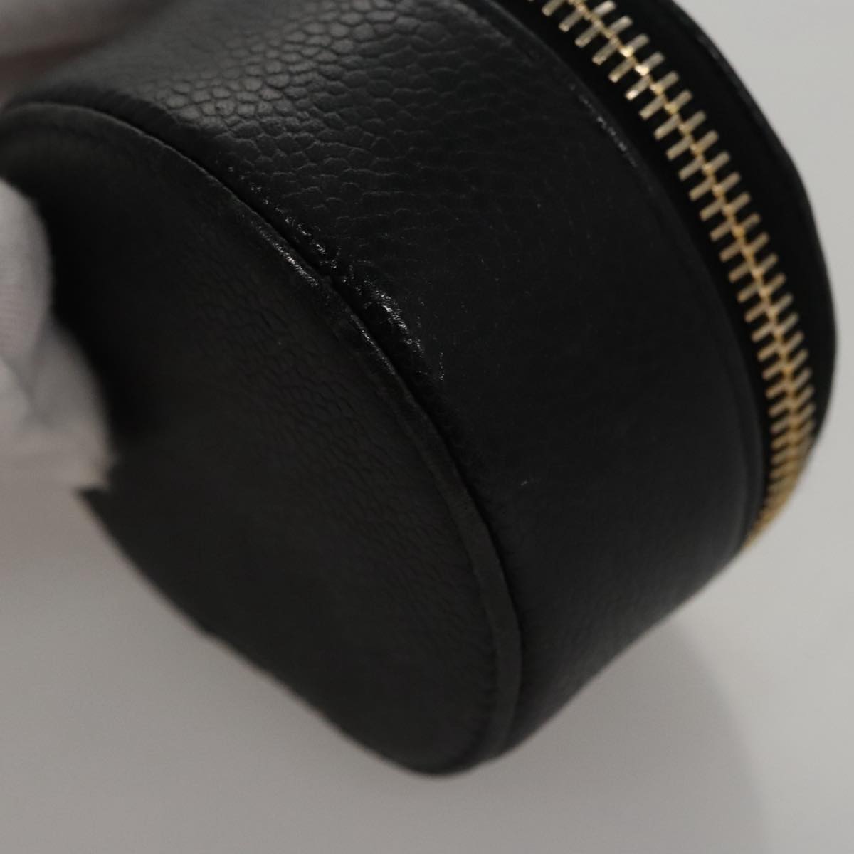 CHANEL COCO Mark Jewelry Case Caviar Skin Black Gold CC 108555