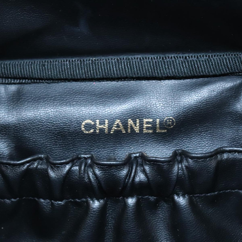 CHANEL COCO Mark vanity Pouch Patent leather Black Gold CC 108580
