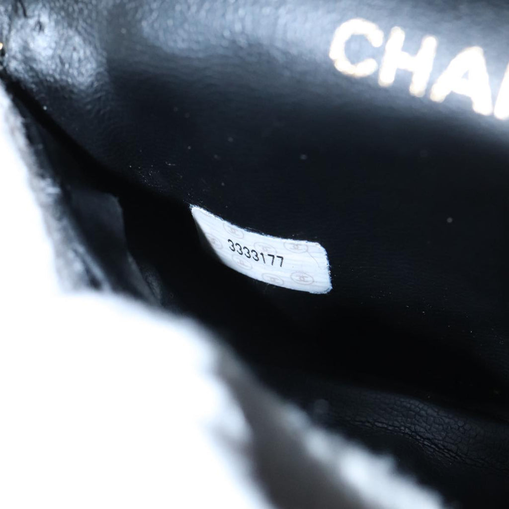 CHANEL COCO Mark vanity Pouch Patent leather Black Gold CC 108580