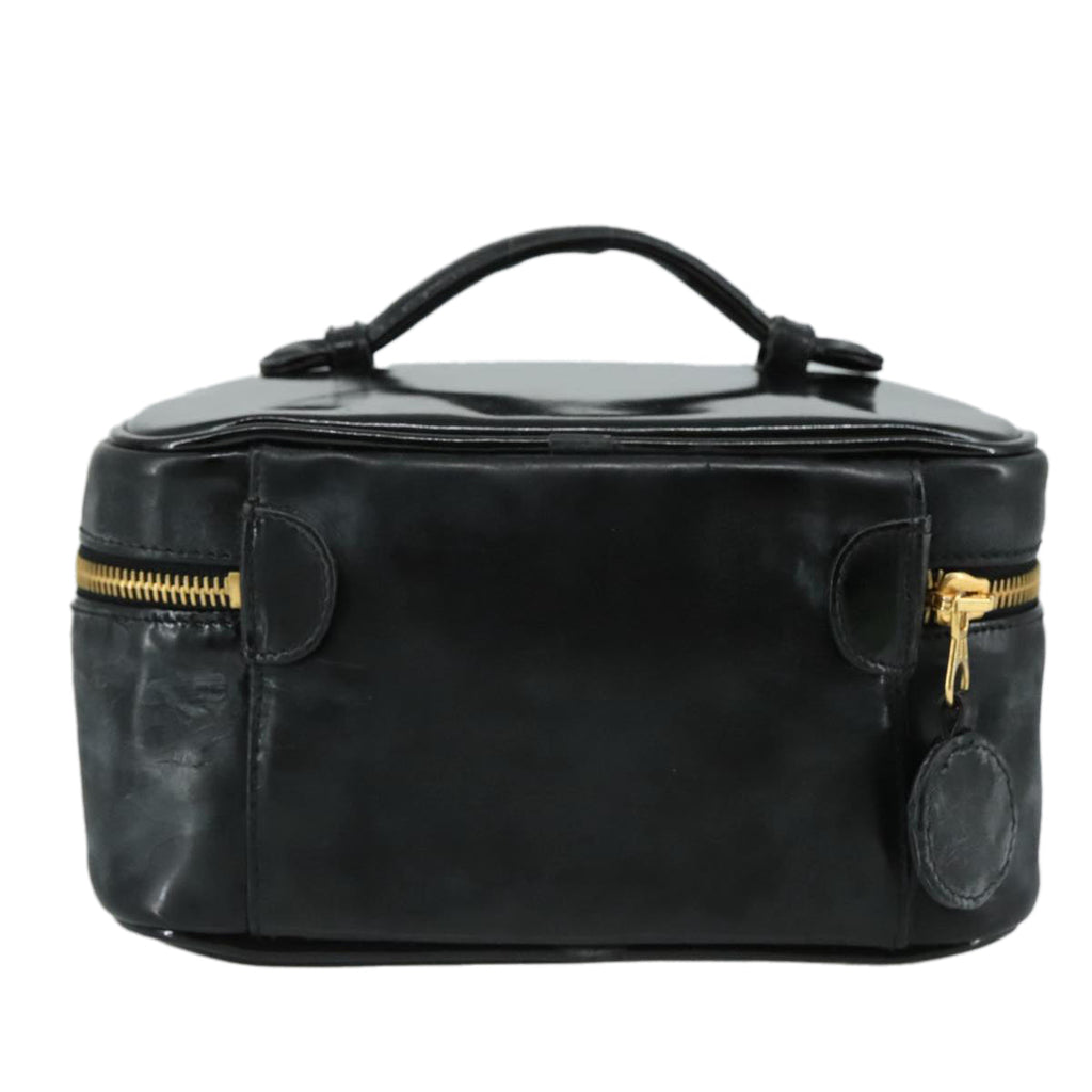 CHANEL COCO Mark vanity Pouch Patent leather Black Gold CC 108580