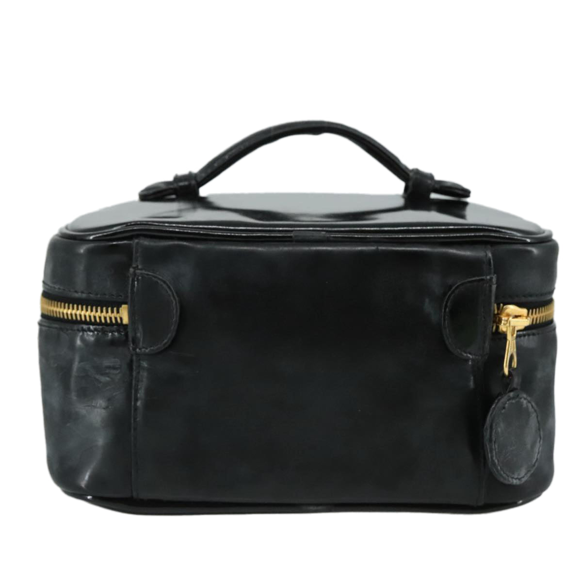 CHANEL COCO Mark vanity Pouch Patent leather Black Gold CC 108580