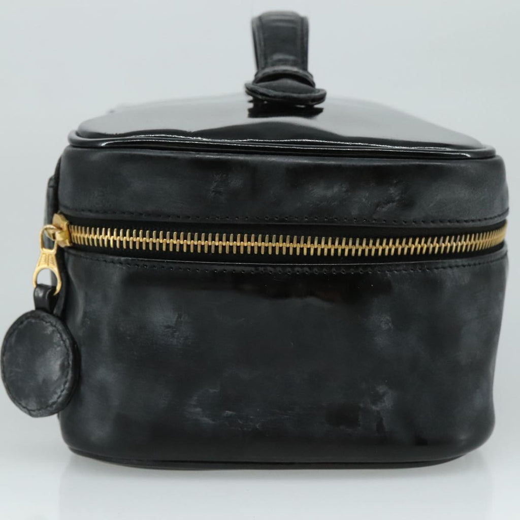 CHANEL COCO Mark vanity Pouch Patent leather Black Gold CC 108580