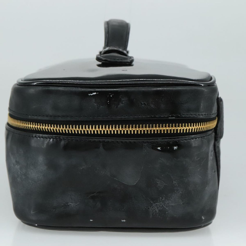 CHANEL COCO Mark vanity Pouch Patent leather Black Gold CC 108580