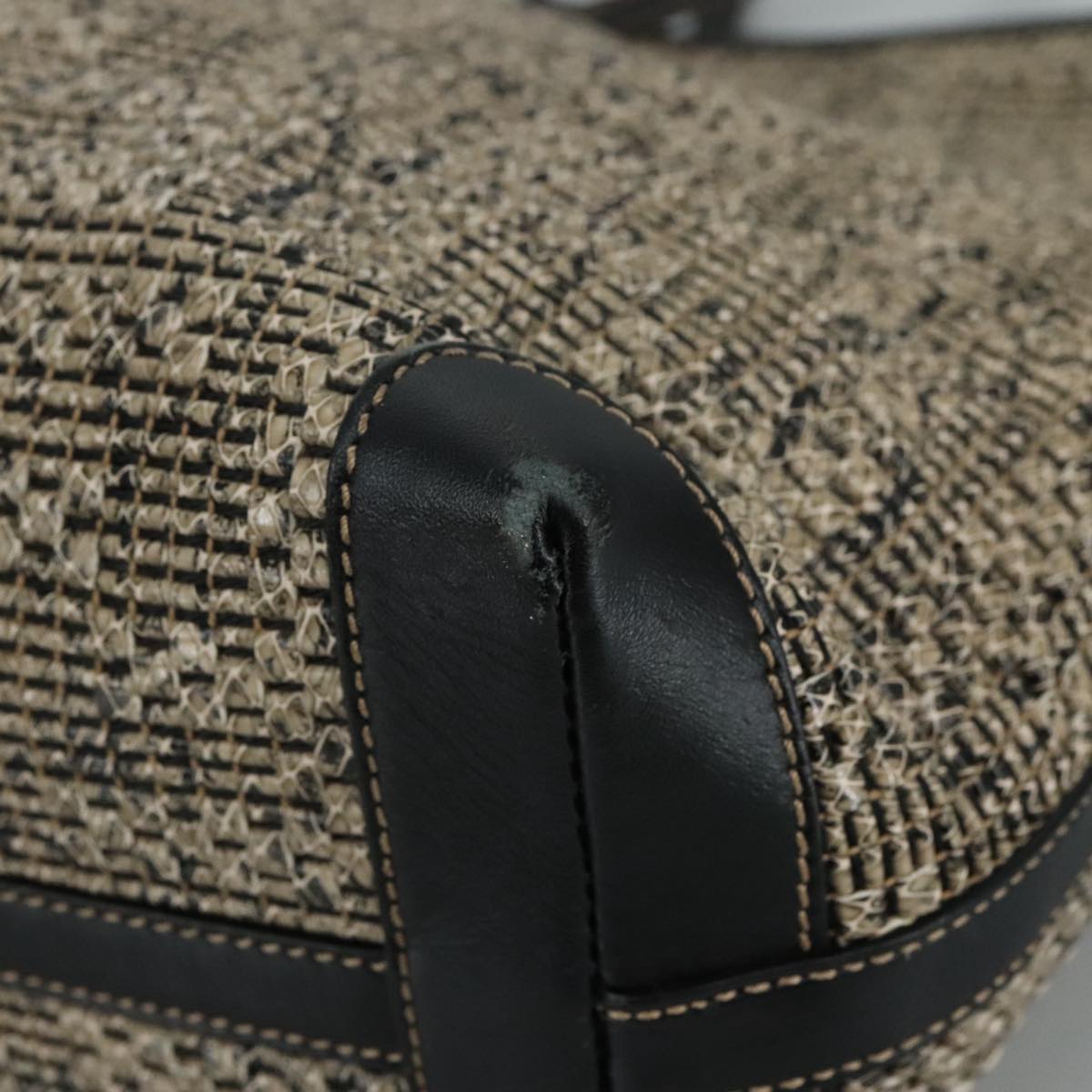 FENDI Zucca Canvas Tote Bag PVC Leather Beige Black 108584