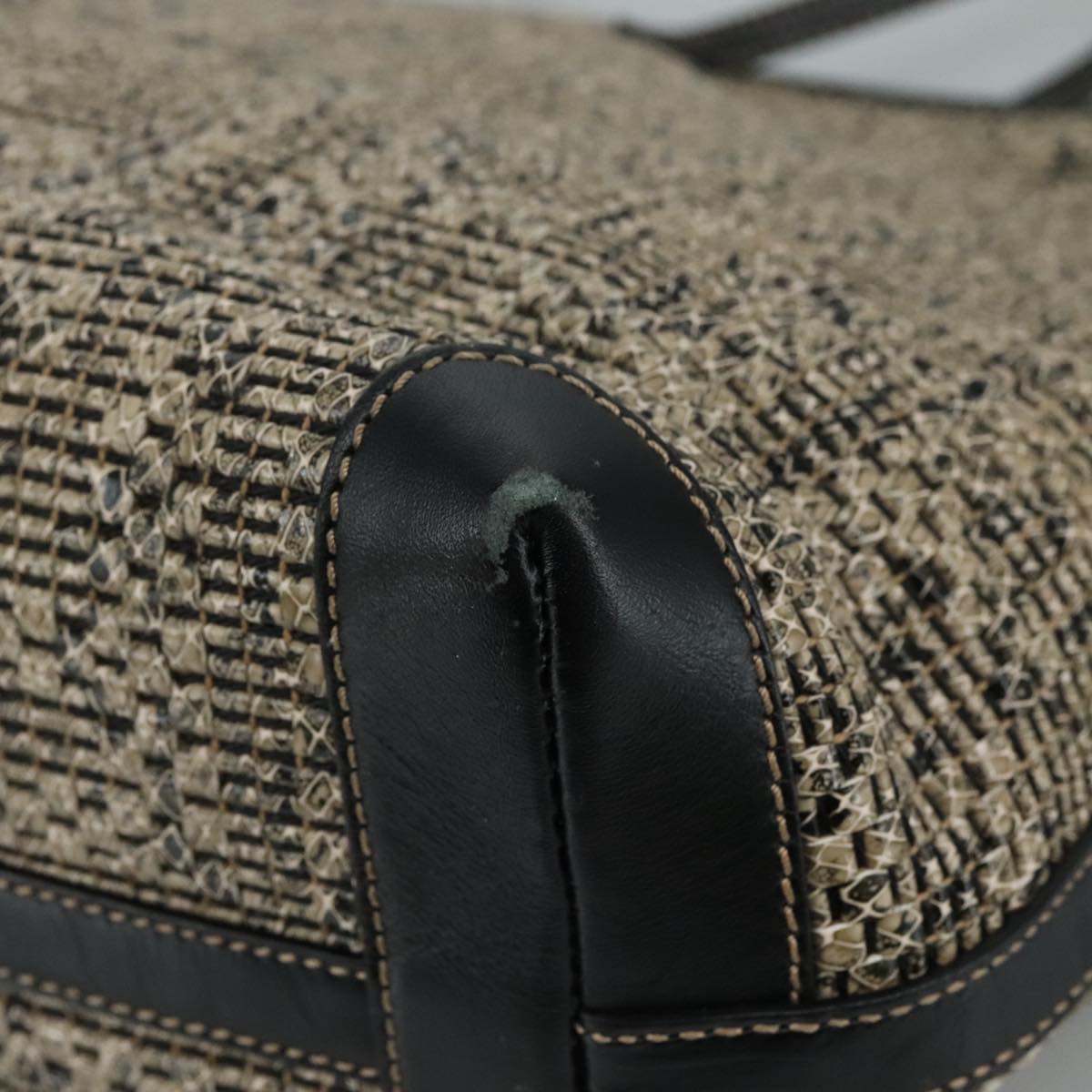 FENDI Zucca Canvas Tote Bag PVC Leather Beige Black 108584