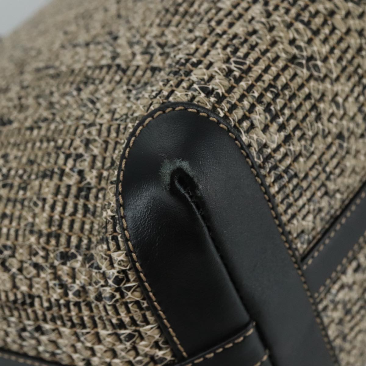 FENDI Zucca Canvas Tote Bag PVC Leather Beige Black 108584