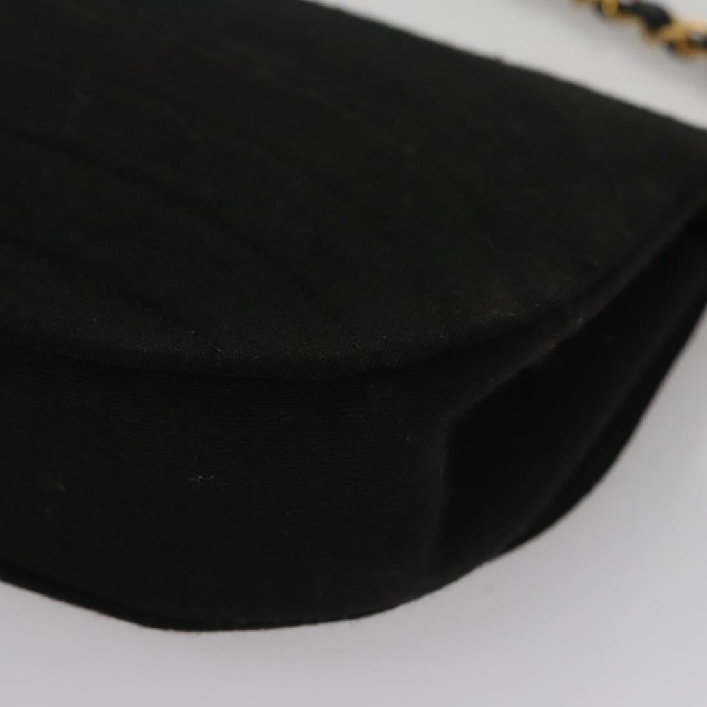 CHANEL Half Moon Chain Shoulder Bag Cotton Black Gold CC 108608