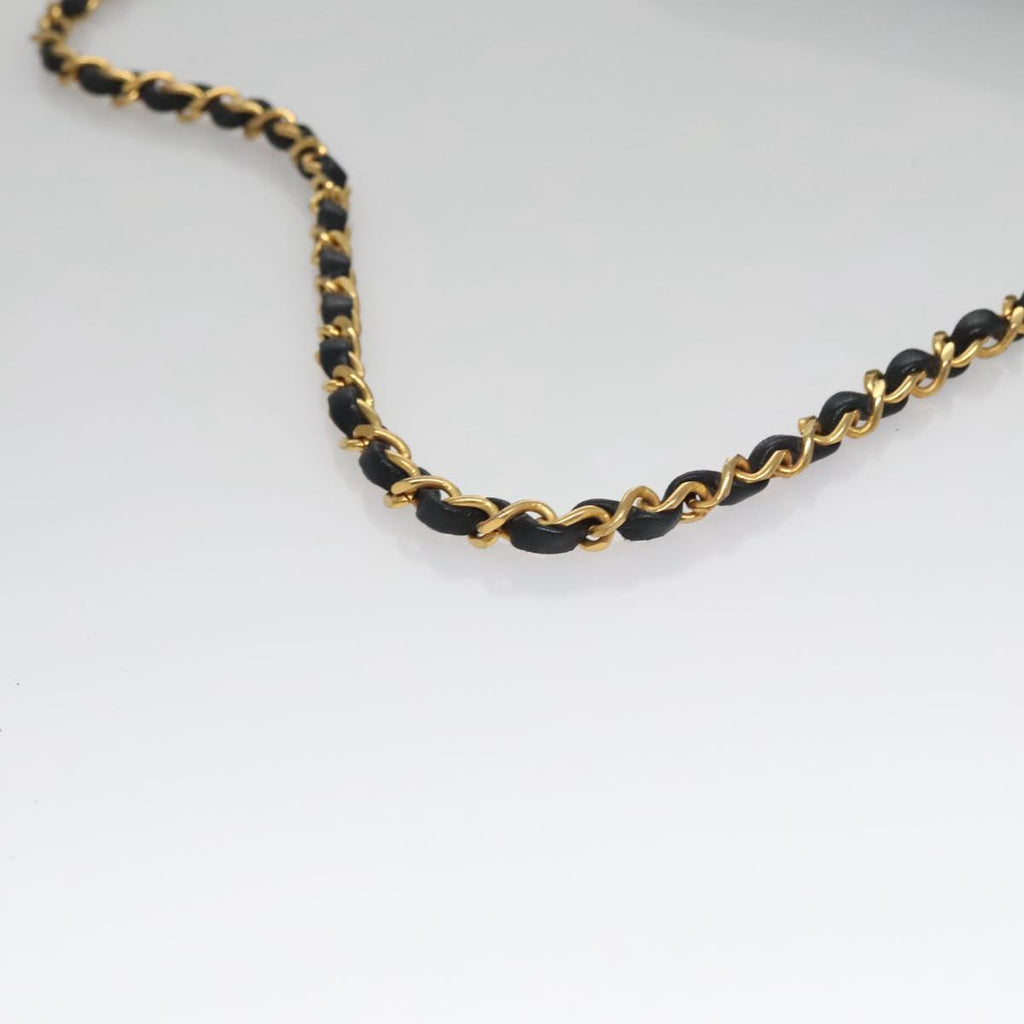 CHANEL Half Moon Chain Shoulder Bag Cotton Black Gold CC 108608