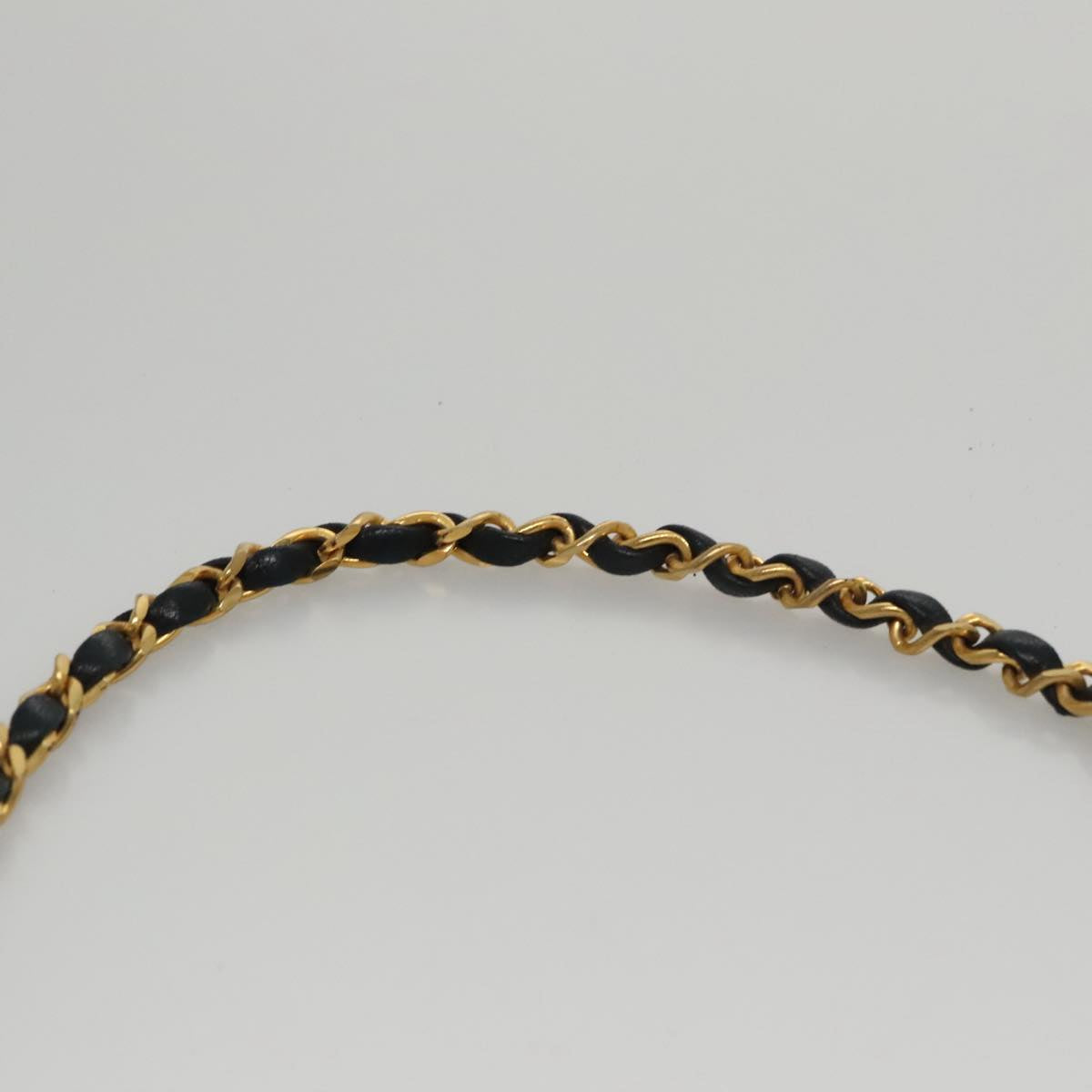 CHANEL Half Moon Chain Shoulder Bag Cotton Black Gold CC 108608