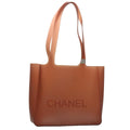 CHANEL Tote Bag Rubber Brown CC 108641