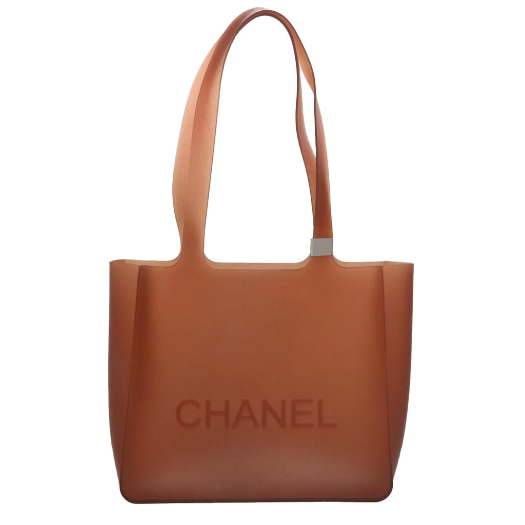 CHANEL Tote Bag Rubber Brown CC 108641