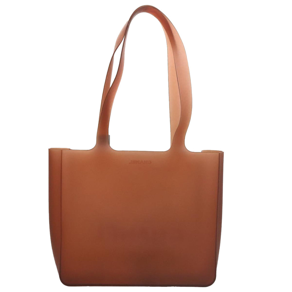 CHANEL Tote Bag Rubber Brown CC 108641