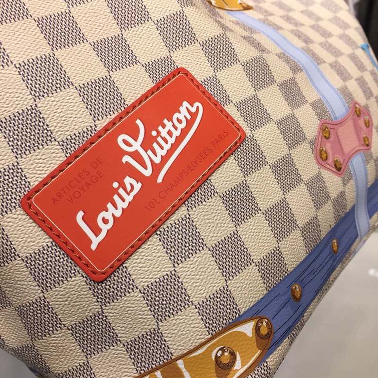 LV Neverfull MM Tote Bag Trompe L’oeil Print Damier Azur Canvas For Women,  Shoulder Bags 12.6in/32cm LV N41065