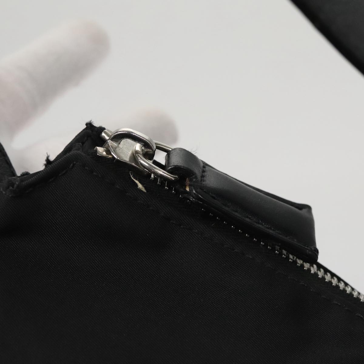 FENDI Shoulder Bag Nylon Leather Black Silver 108665