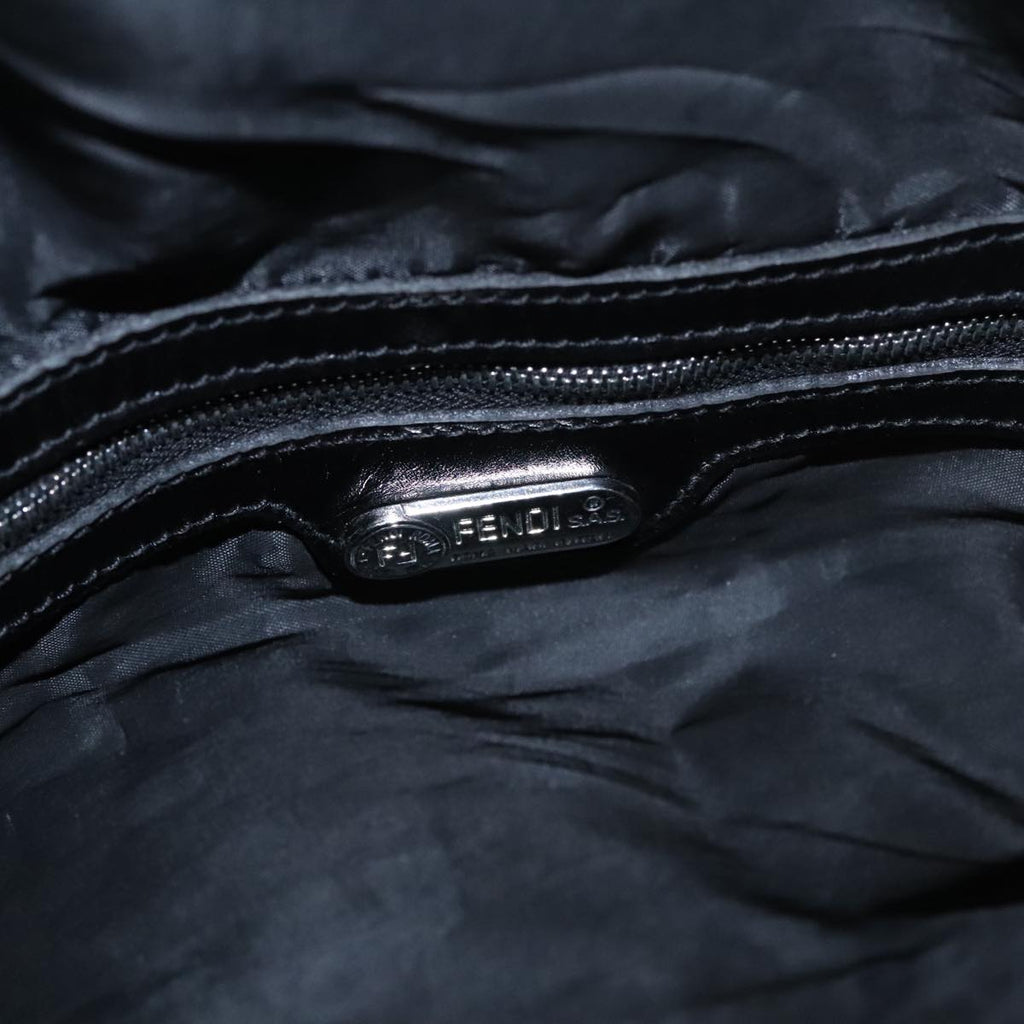 FENDI Shoulder Bag Nylon Leather Black Silver 108665