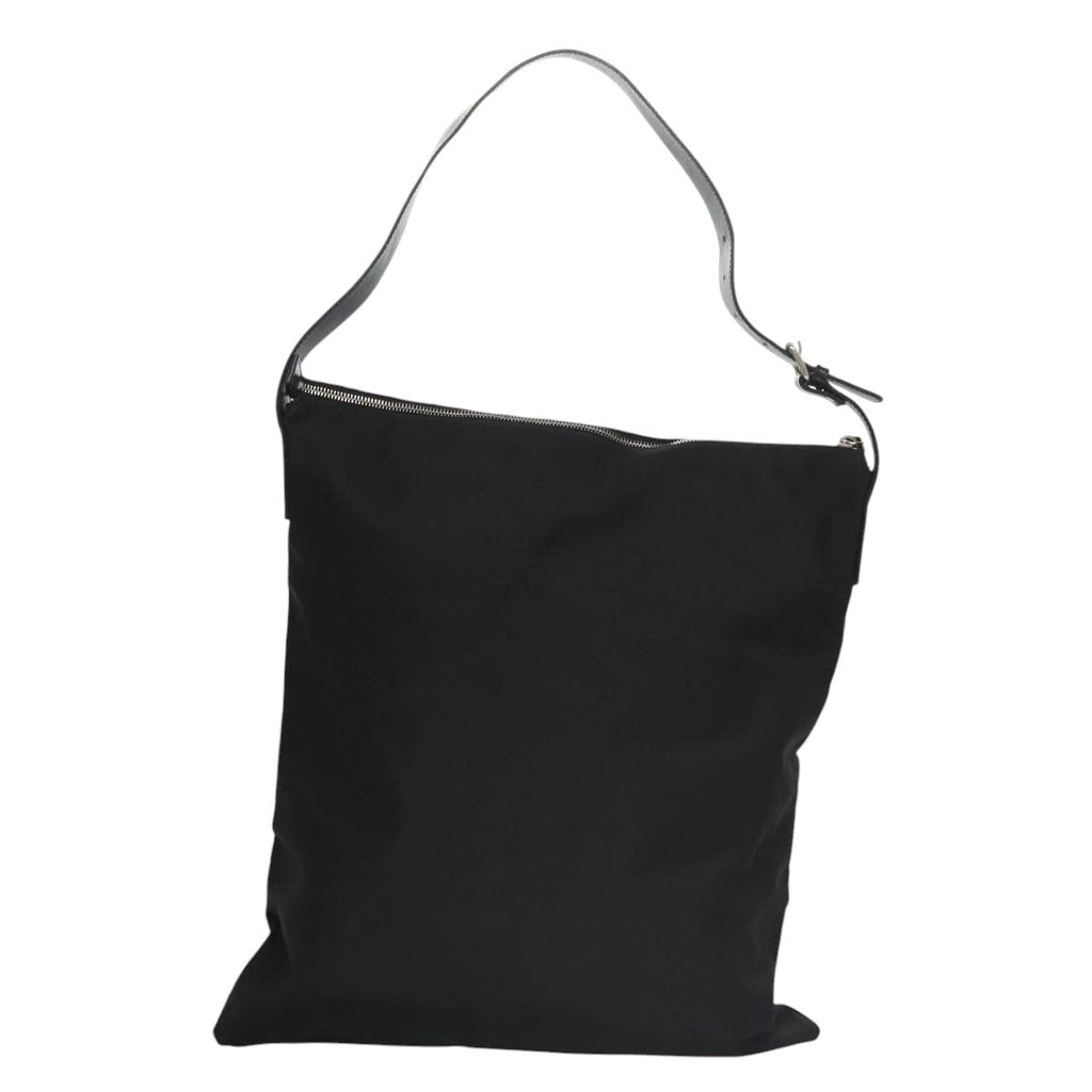 FENDI Shoulder Bag Nylon Leather Black Silver 108665