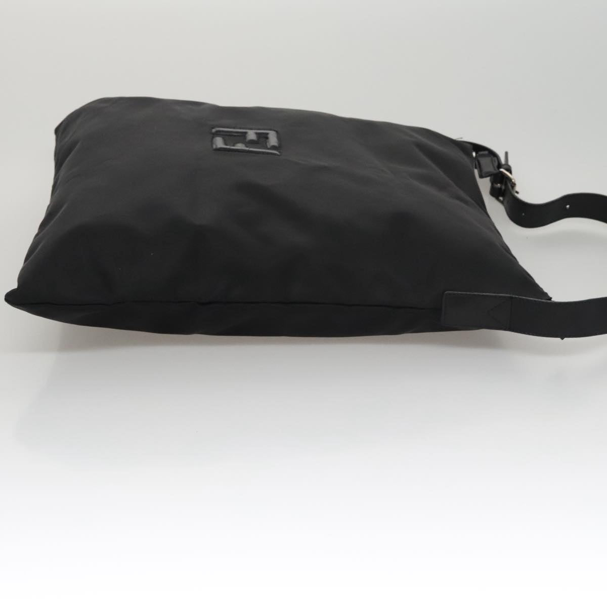 FENDI Shoulder Bag Nylon Leather Black Silver 108665