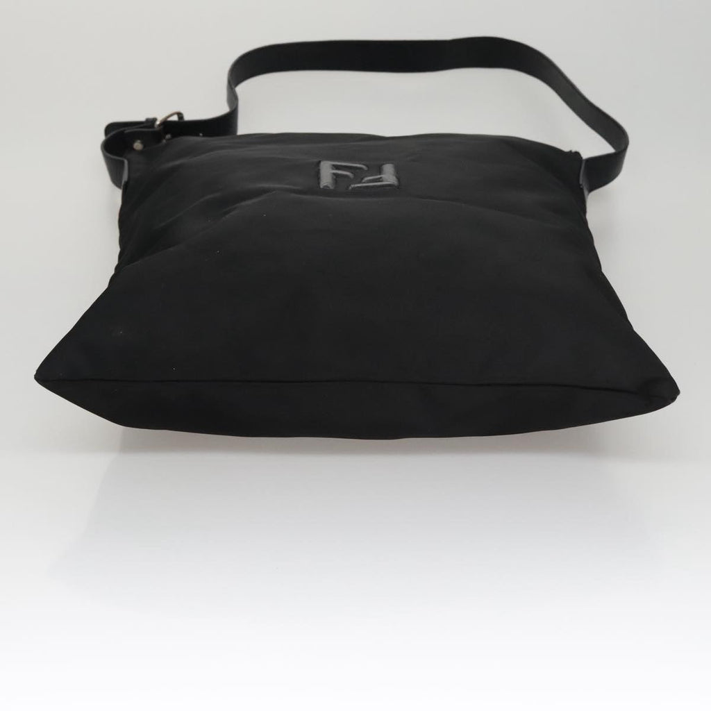 FENDI Shoulder Bag Nylon Leather Black Silver 108665