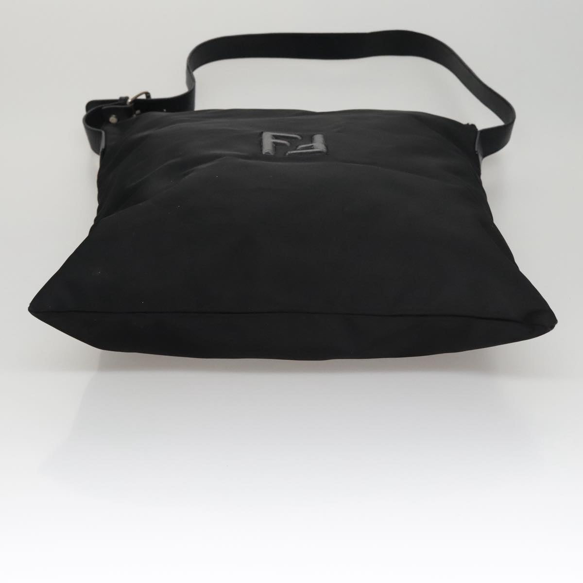 FENDI Shoulder Bag Nylon Leather Black Silver 108665