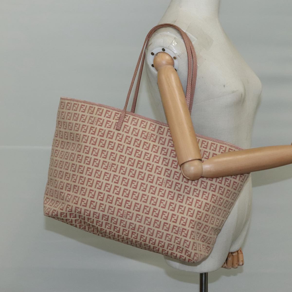 FENDI Zucchino Canvas Tote Bag Pink 108691