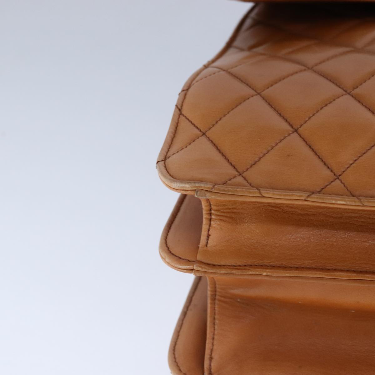 CHANEL Matelasse Deca COCO Mark Hand Bag Lamb Skin Brown CC 108740