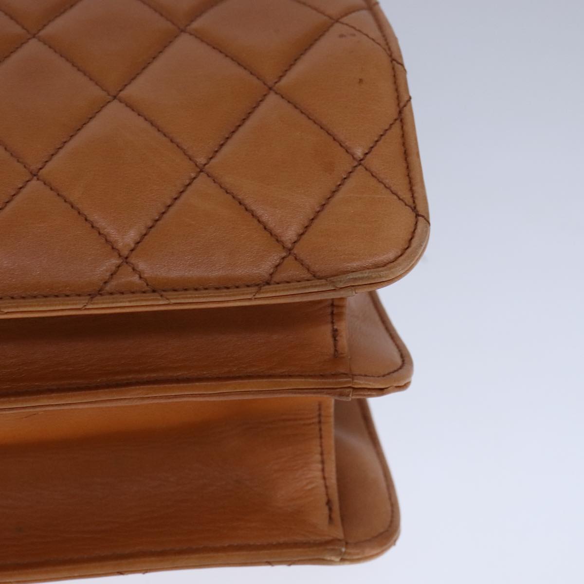 CHANEL Matelasse Deca COCO Mark Hand Bag Lamb Skin Brown CC 108740