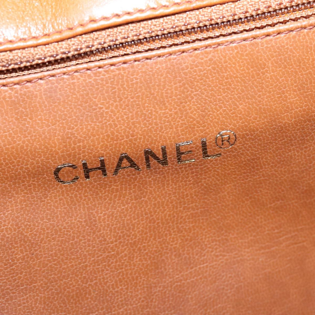 CHANEL Matelasse Deca COCO Mark Hand Bag Lamb Skin Brown CC 108740