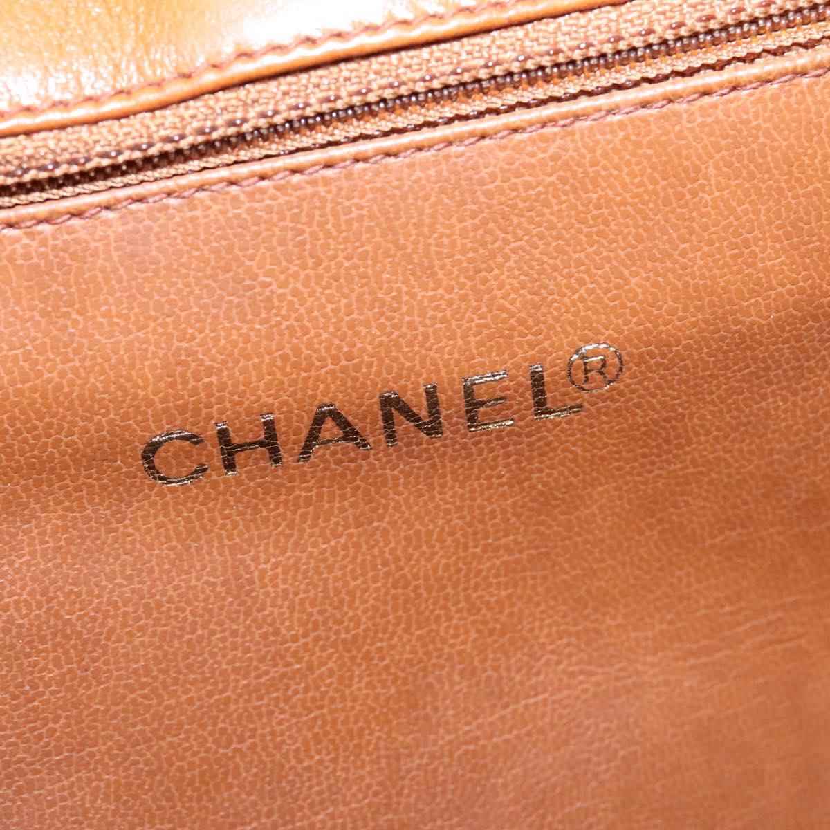 CHANEL Matelasse Deca COCO Mark Hand Bag Lamb Skin Brown CC 108740