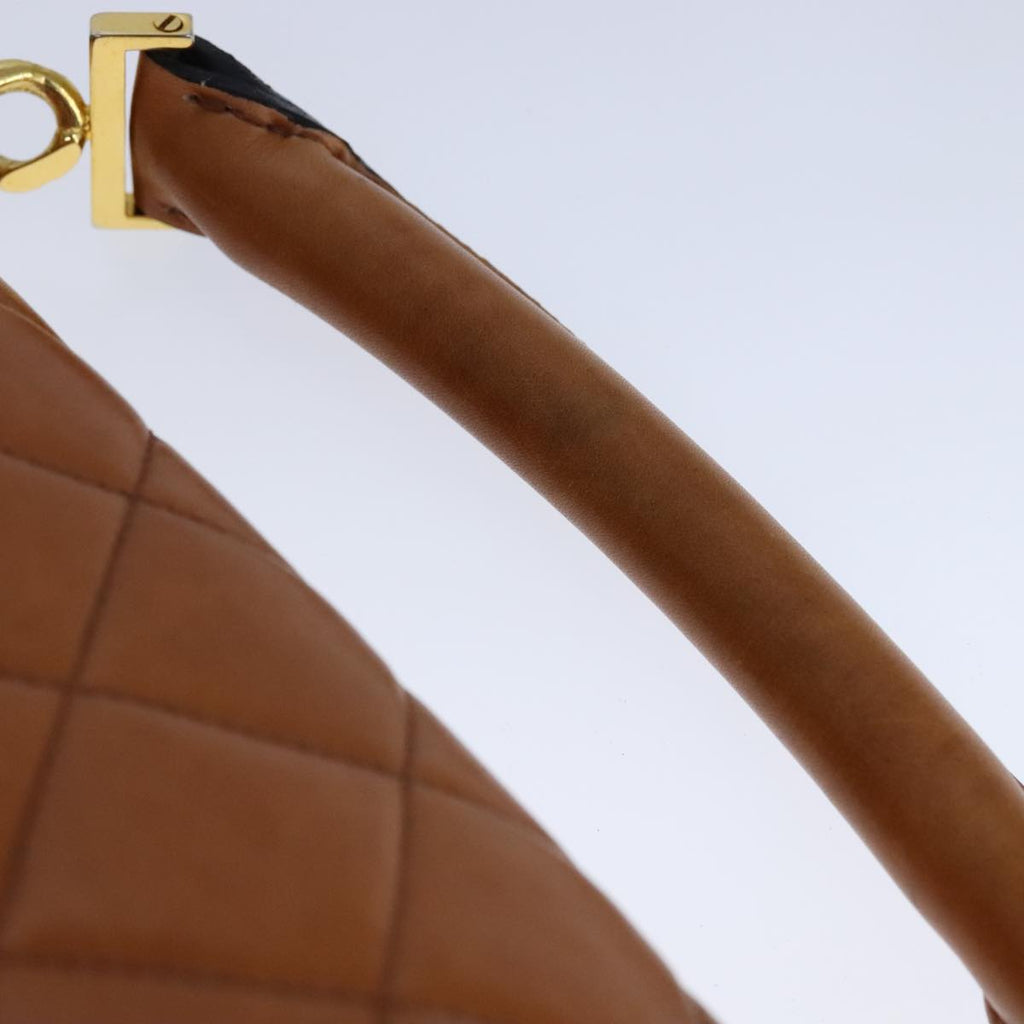 CHANEL Matelasse Deca COCO Mark Hand Bag Lamb Skin Brown CC 108740