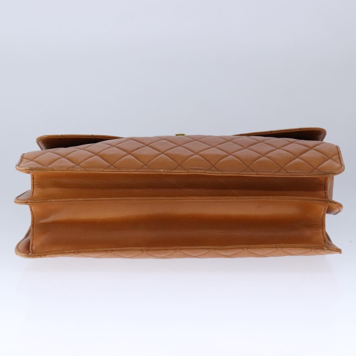 CHANEL Matelasse Deca COCO Mark Hand Bag Lamb Skin Brown CC 108740