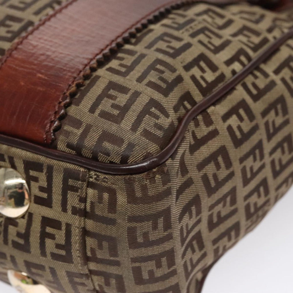 FENDI Zucchino Canvas Tote Bag Brown 108744